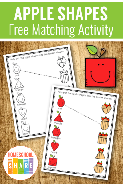 free-apple-matching-shapes-worksheets-homeschool-share