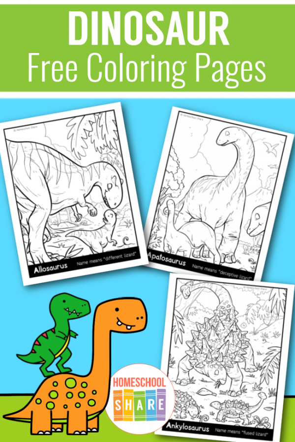 Free Dinosaur Coloring Pages for Kids - Homeschool Share