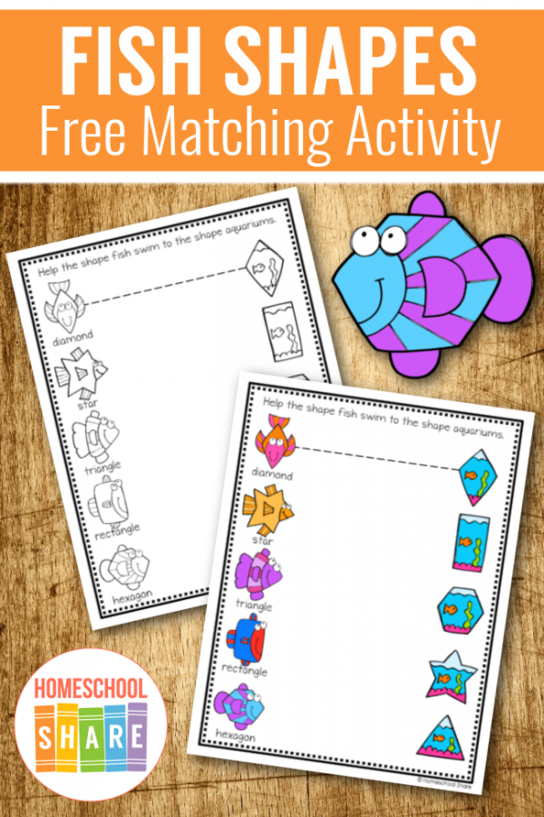 Free Fish Matching Shapes Worksheets - Homeschool Share