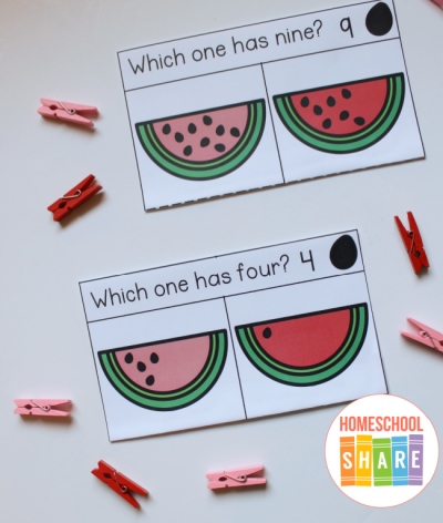 Free Watermelon Counting Clip Cards - Homeschool Share