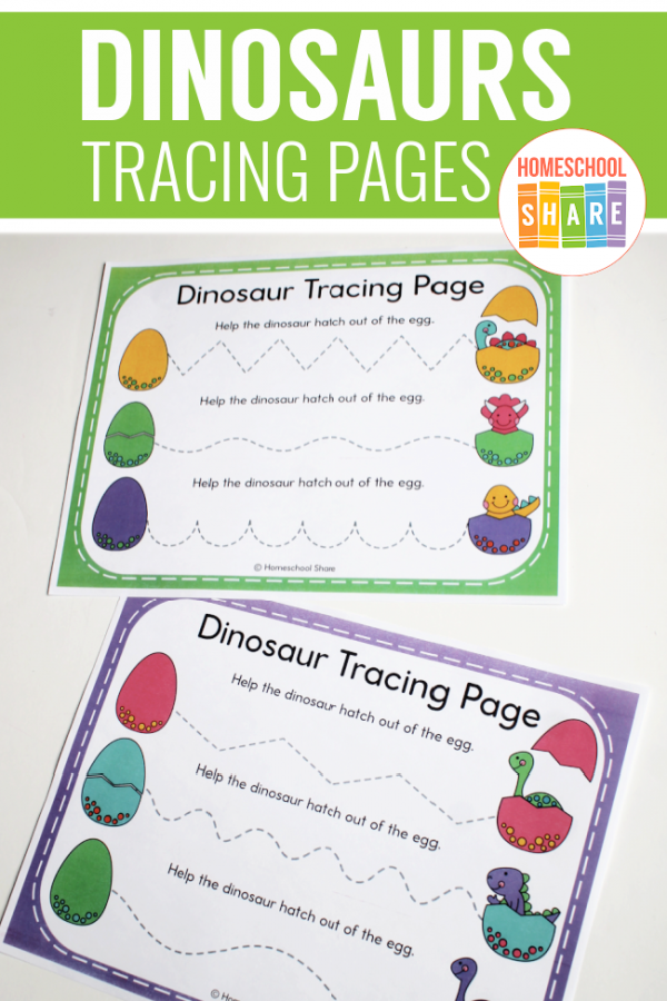 Dinosaur Tracing Worksheets - Homeschool Share