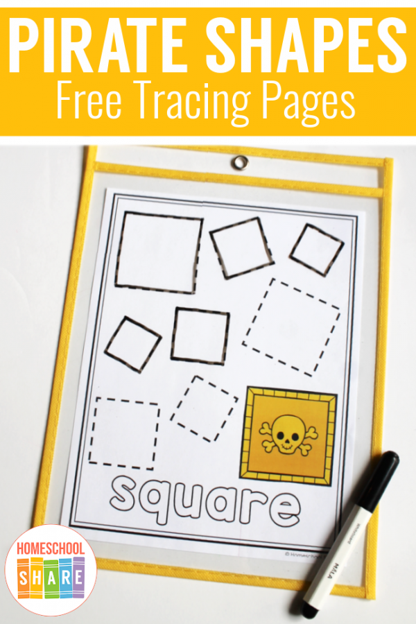 Free Pirate Shapes Tracing Worksheets - Homeschool Share