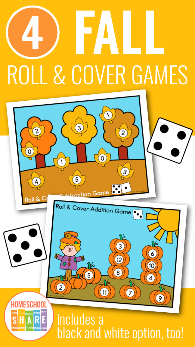 Fall Roll and Cover Math Games - Homeschool Share