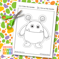 Monster Cutting Practice Pages - Homeschool Share