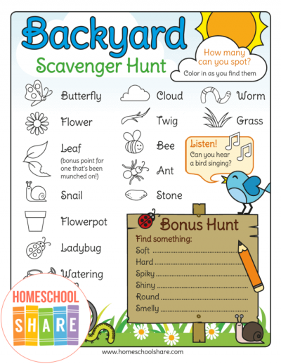 Free Backyard Scavenger Hunt - Homeschool Share