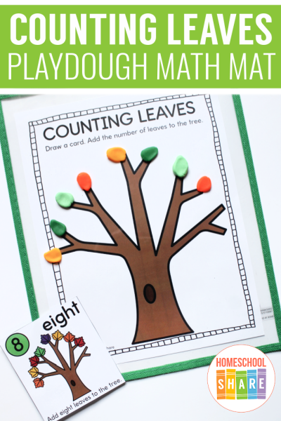 Counting Leaves Playdough Math Mat - Homeschool Share