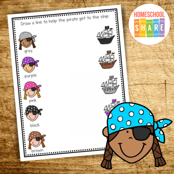 Pirate Color Matching Activity Printable - Homeschool Share