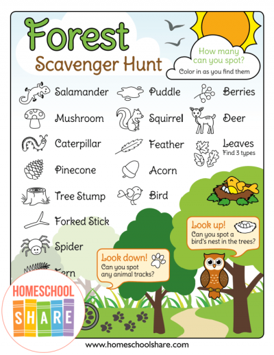 Free Forest Scavenger Hunt - Homeschool Share