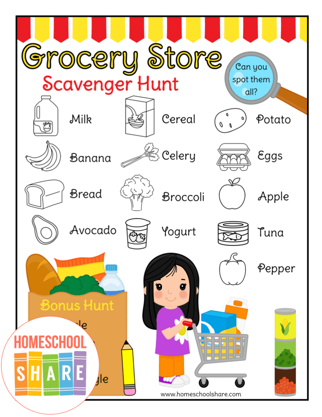 Free Grocery Store Scavenger Hunt Homeschool Share