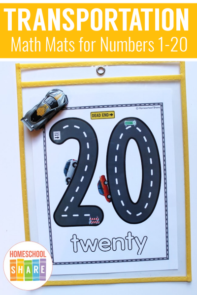 Transportation Themed Number Mats - Homeschool Share