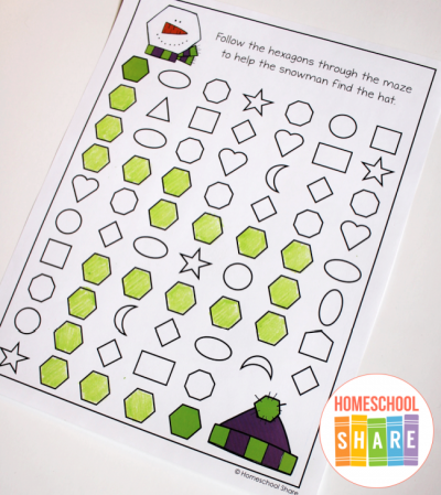 Snowman Shape Mazes - Homeschool Share