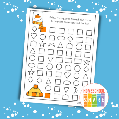 Snowman Shape Mazes - Homeschool Share