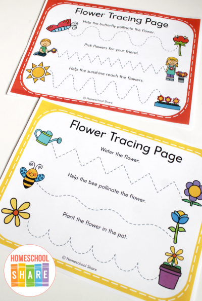 Free Printable Flower Tracing Lines Worksheets - Homeschool Share