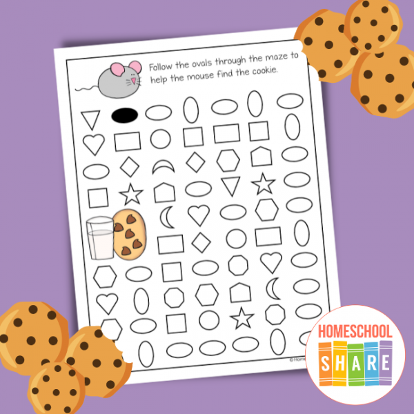 If You Give a Mouse a Cookie Shape Mazes - Homeschool Share