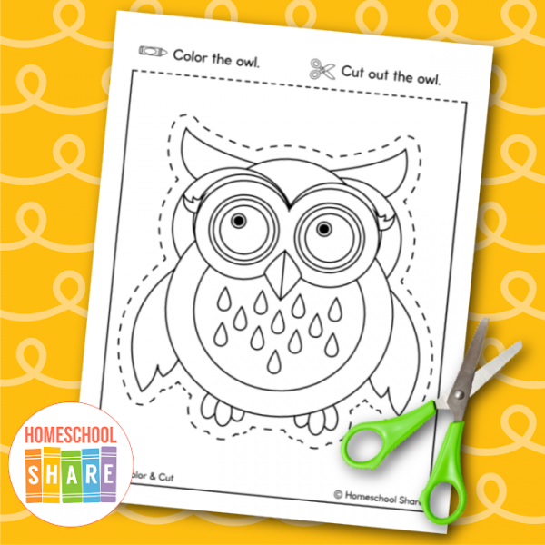 Free Owl Cutting Practice Worksheets - Homeschool Share