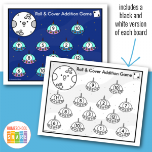 Space Roll and Cover Games - Homeschool Share