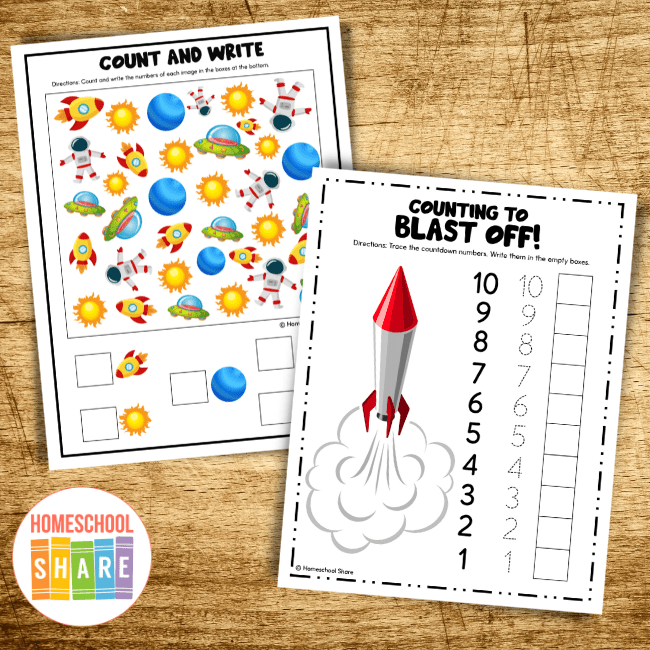 Outer Space Preschool And Kindergarten Math Worksheets Packet Space Addition Worksheet Free