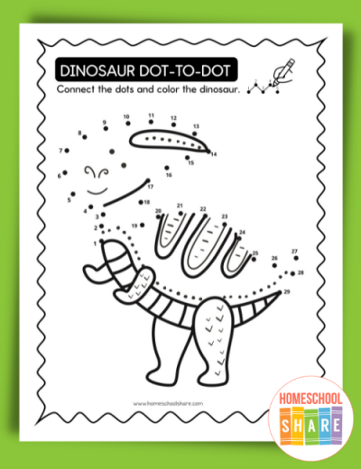 Free Dinosaur Dot-to-Dot Activity Pages - Homeschool Share