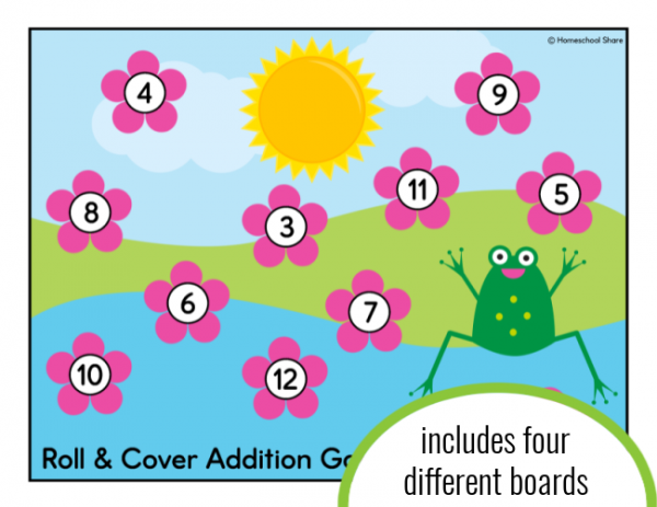 Free Frog Roll and Cover Dice Game Set - Homeschool Share