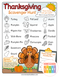 Thanksgiving Scavenger Hunt for Kids - Homeschool Share