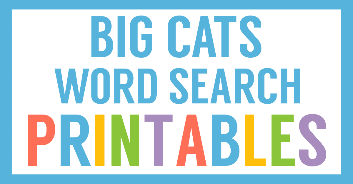 Big Cats Word Search Homeschool Share