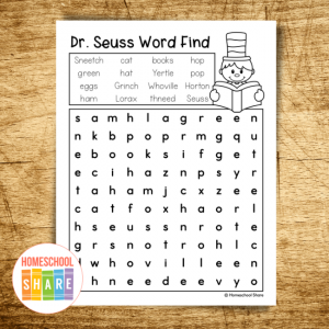 Free Printable Dr. Seuss Word Search - Homeschool Share