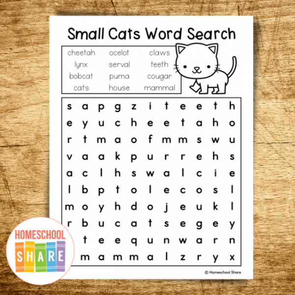 Big Cats Word Search - Homeschool Share
