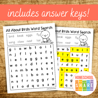 Free Birds Word Search - Homeschool Share