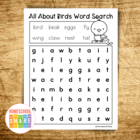 Free Birds Word Search - Homeschool Share