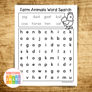 Farm Animals Word Search - Homeschool Share