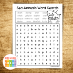 Sea Animals Word Search (free!) - Homeschool Share