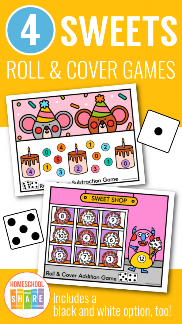 Sweet Treats Roll and Cover Dice Games - Homeschool Share