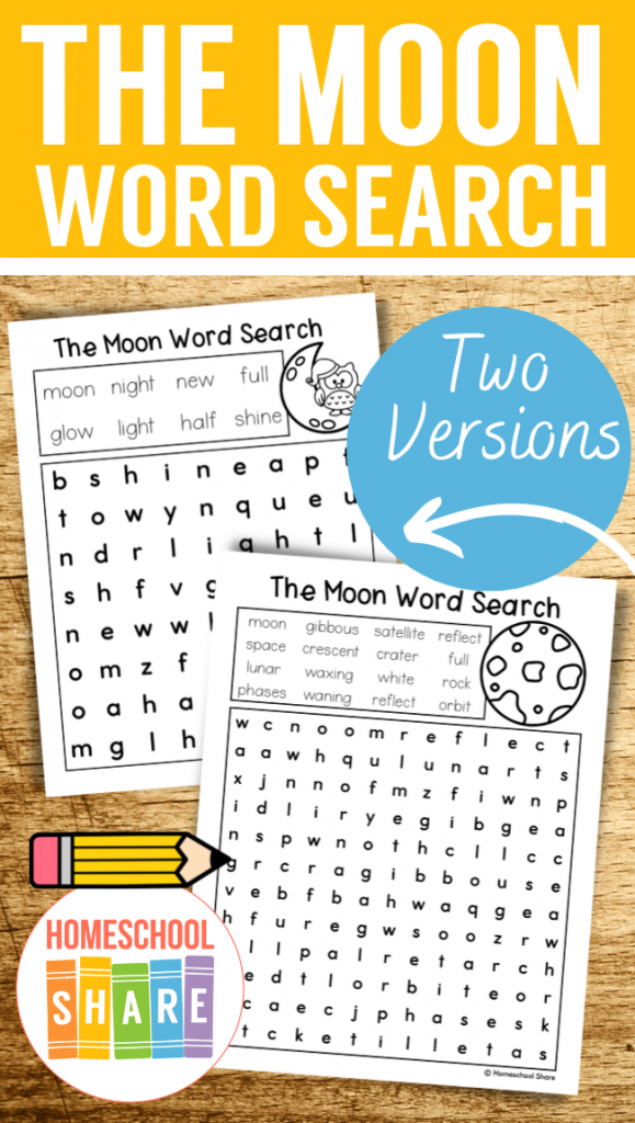 Moon Word Search free Homeschool Share