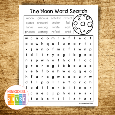 Moon Word Search (free!) - Homeschool Share