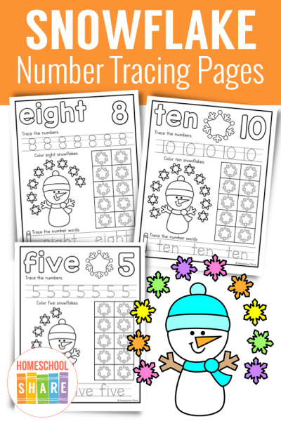 Winter Number Tracing Worksheets - Homeschool Share