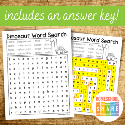 Free Dinosaurs Word Search - Homeschool Share