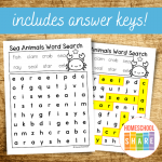 Sea Animals Word Search (free!) - Homeschool Share