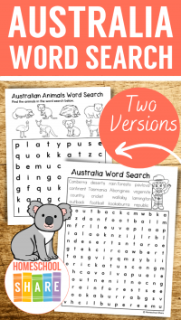 Australia Word Search (free!) - Homeschool Share