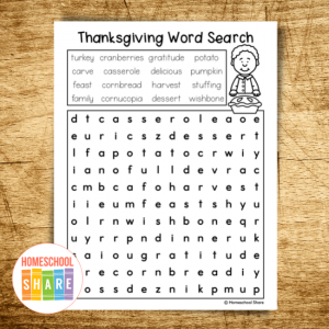 Thanksgiving Word Searches - Homeschool Share