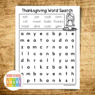 Thanksgiving Word Searches - Homeschool Share