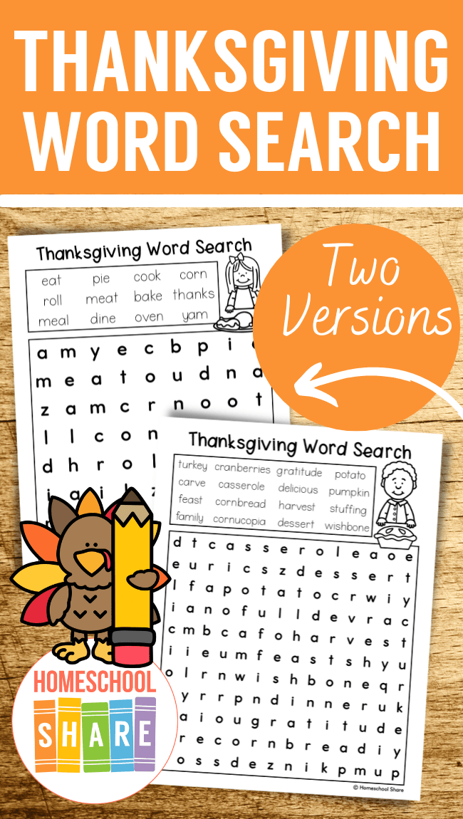 Thanksgiving Word Searches - Homeschool Share