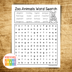 Zoo Animals Word Search (free!) - Homeschool Share