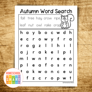 Autumn Word Search - Homeschool Share