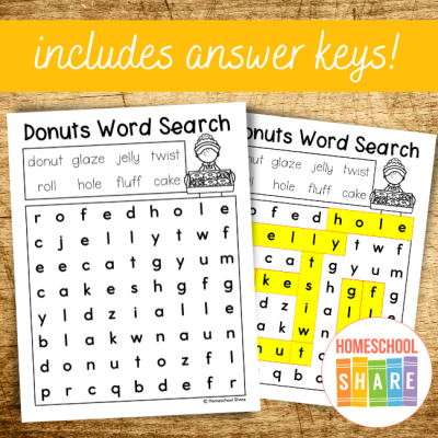 Donut Word Search - Homeschool Share