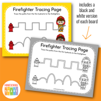 Firefighter Themed Tracing Lines Worksheets - Homeschool Share