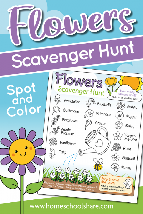 Flower Scavenger Hunt (free printable!) Homeschool Share