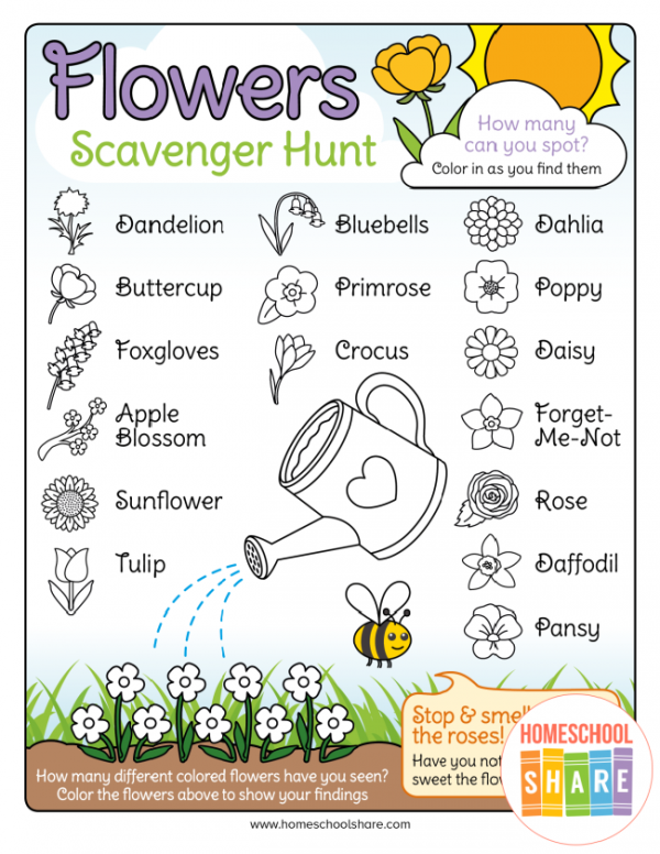 Flower Scavenger Hunt (free printable!) - Homeschool Share