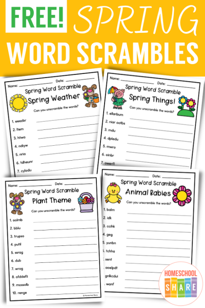 Free Spring Word Scramble Printables - Homeschool Share